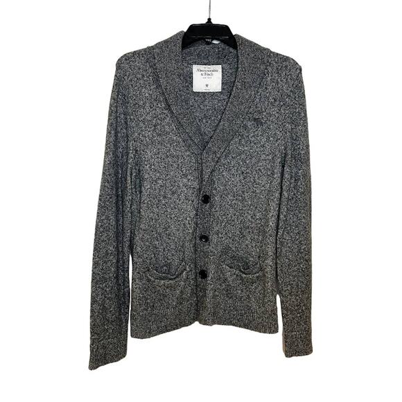 Abercrombie & Fitch Men's Gray‎ Cotton Blend Long Sleeve Cardigan Sweater Medium - Picture 1 of 9